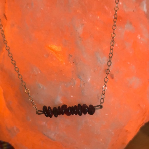Garnet Bar Necklace Handmade with love ❤️ - Picture 2 of 3